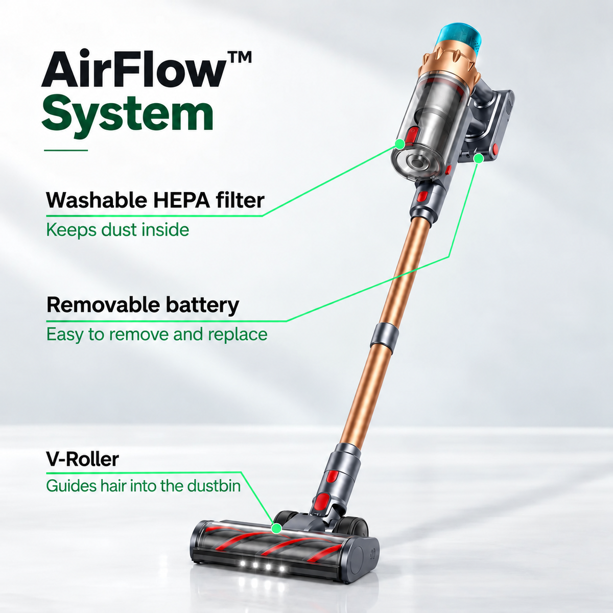 Airvac V18 Cordless Vacuum Cleaner cleaning options around the home