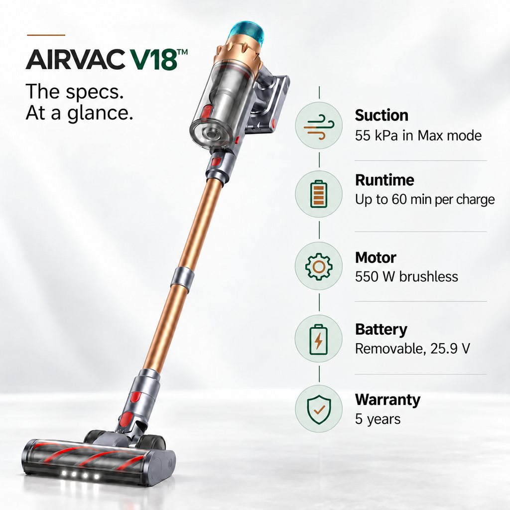 Airvac V18 Cordless Vacuum Cleaner product overview