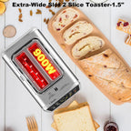 SwinLide Smart Toaster with '900W' label next to sliced bread on a wooden surface