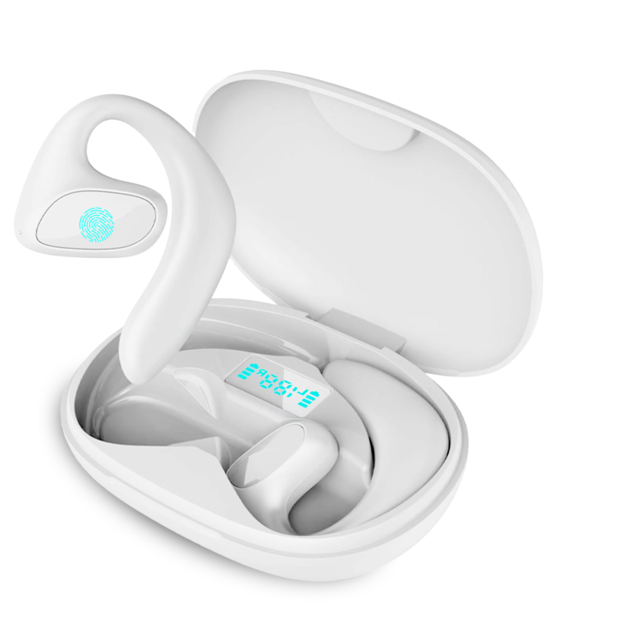 krevont AI Translation Earbuds with charging case and smartphone app on a white background