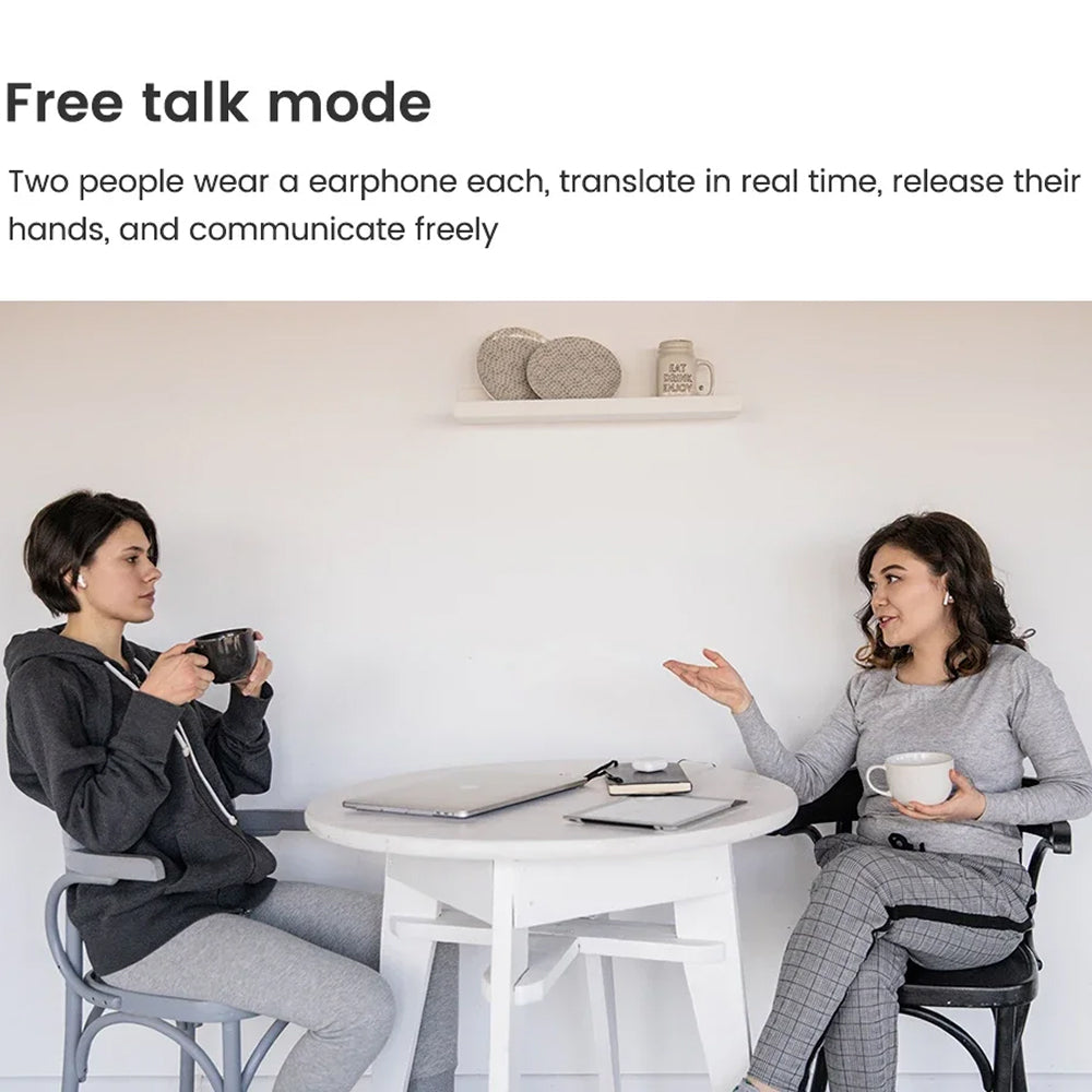 LinguPods Translation Earbuds in use