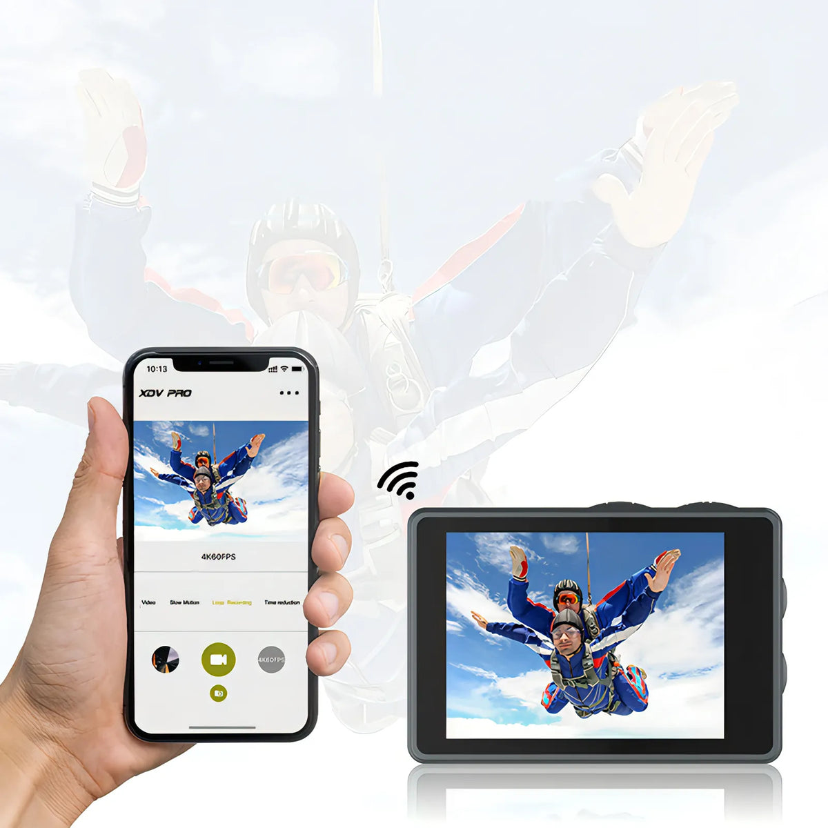 Lunaxon Action Camera with wireless microphone and camera controls