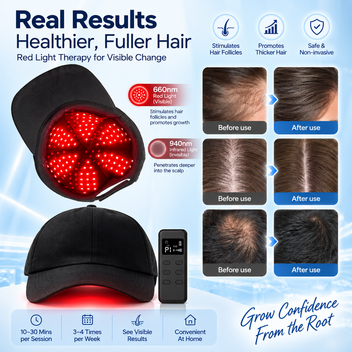 HariLumex LED Cap fit and adjustable strap for comfortable all-day wear