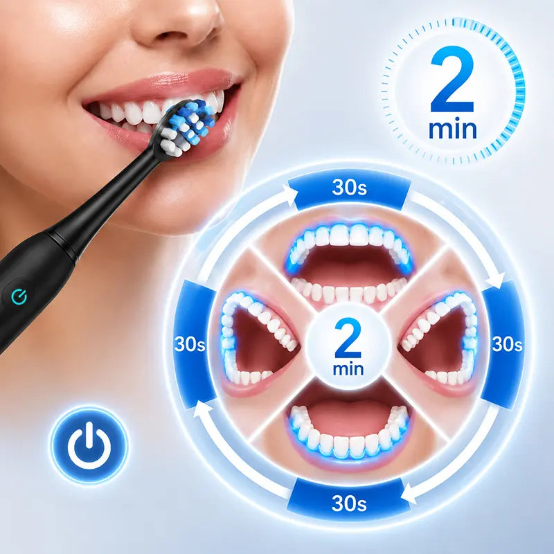 Noventrixa 5-Mode Sonic Toothbrush & Water Flosser Combo tapered bristles and reach