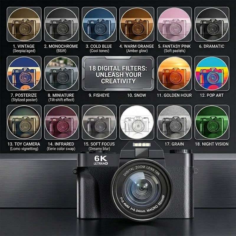 Noventrixa 6K Digital Camera hot shoe for fill light and microphone