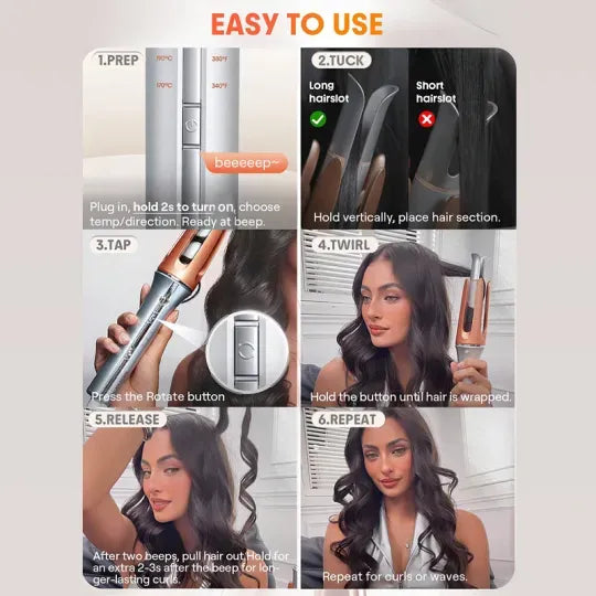 Noventrixa Automatic Hair Curler curl result