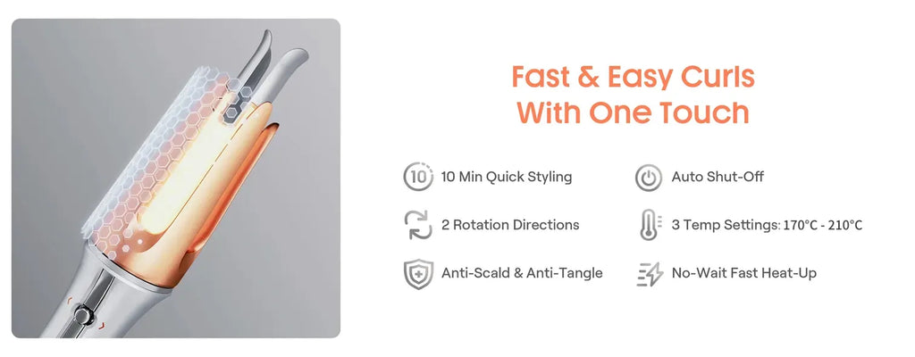 Noventrixa Automatic Hair Curler temperature guide for hair types