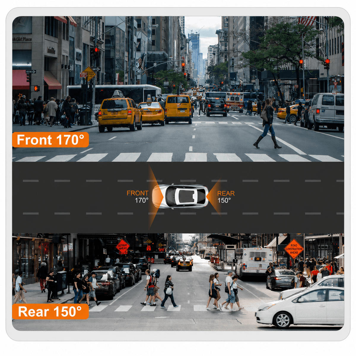 Noventrixa Dash Cam Front and Rear 4K front and 1080P rear dual-camera recording