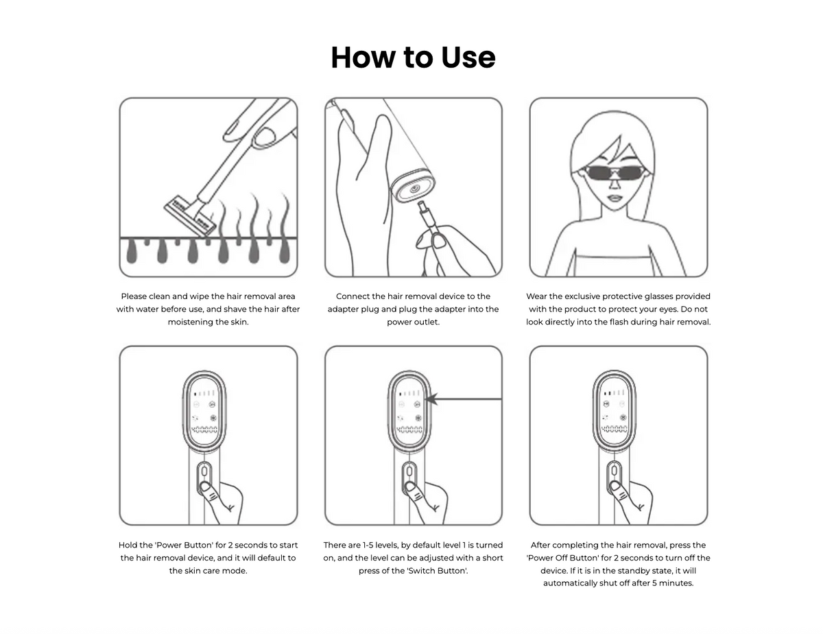 Noventrixa IPL Hair Removal AB50 how-to-use guide