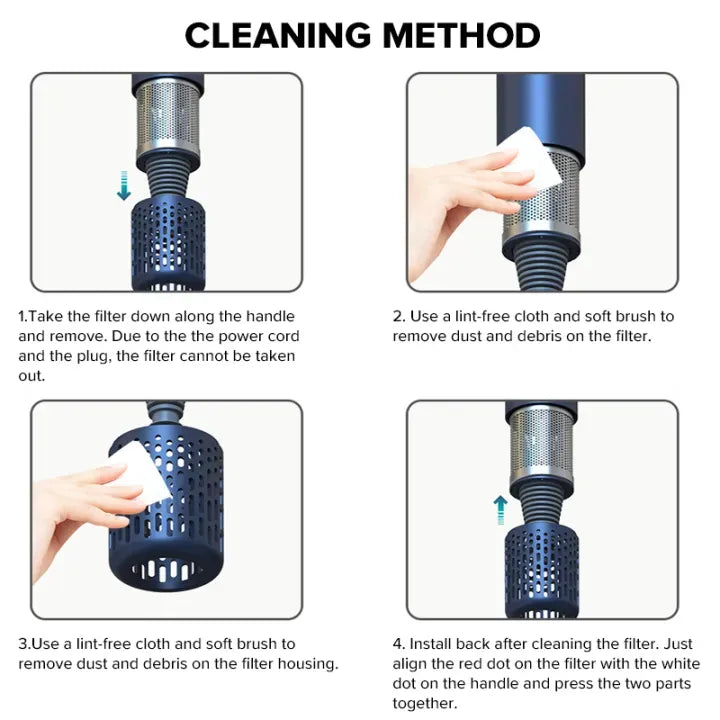 Noventrixa Negative Ion Hair Dryer self-cleaning system
