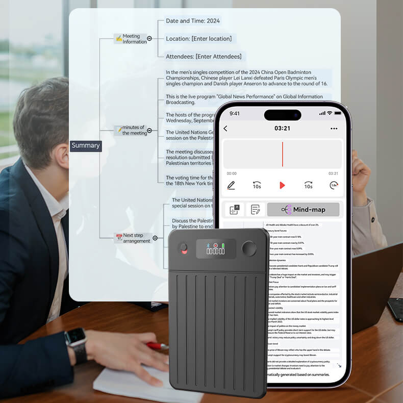 Noventrixa Smart AI Voice Recorder automatic summary sorting