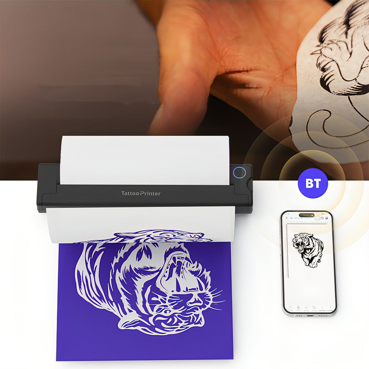 Noventrixa Tattoo Printer Bluetooth connection with a smartphone