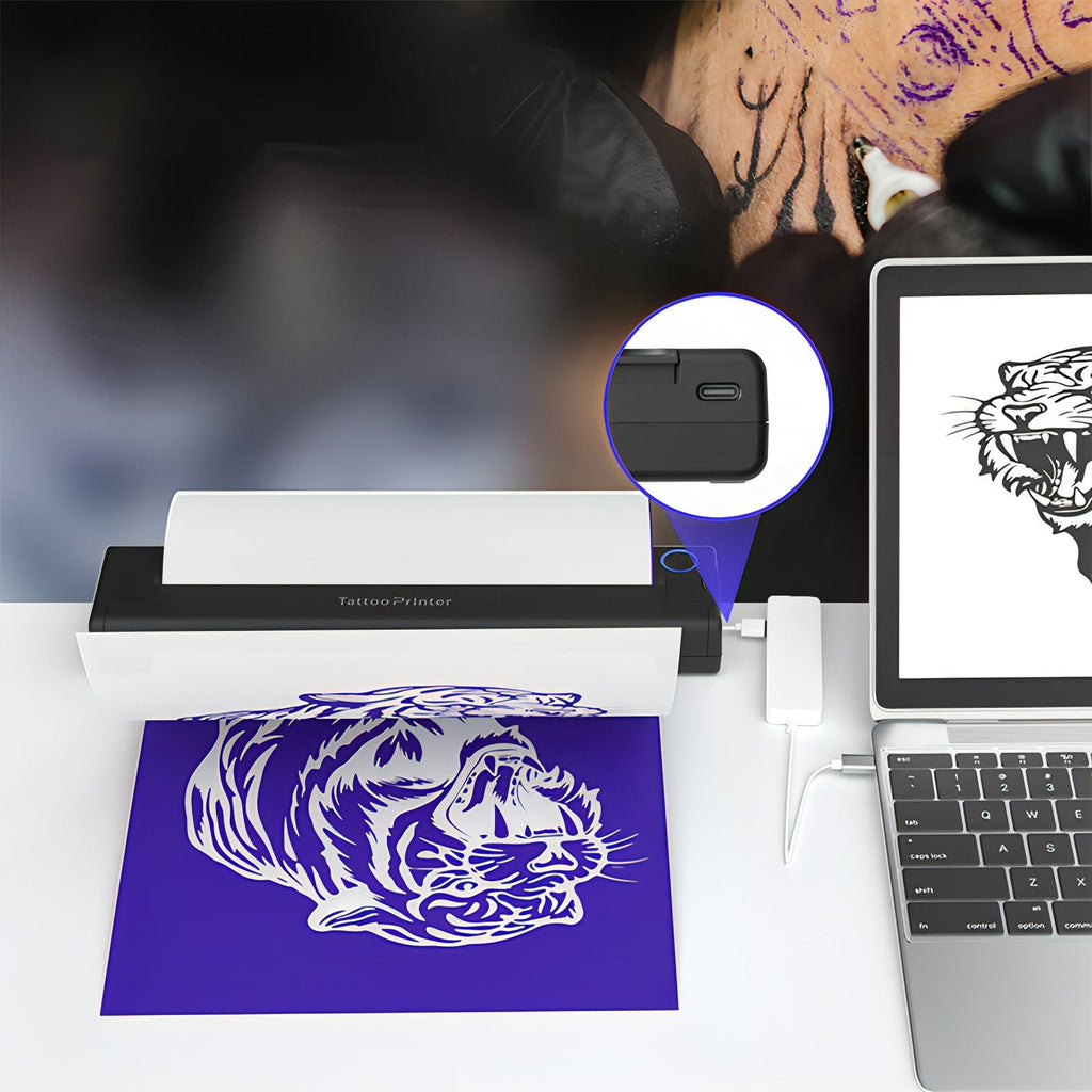 Noventrixa Tattoo Printer USB-C connection to a computer