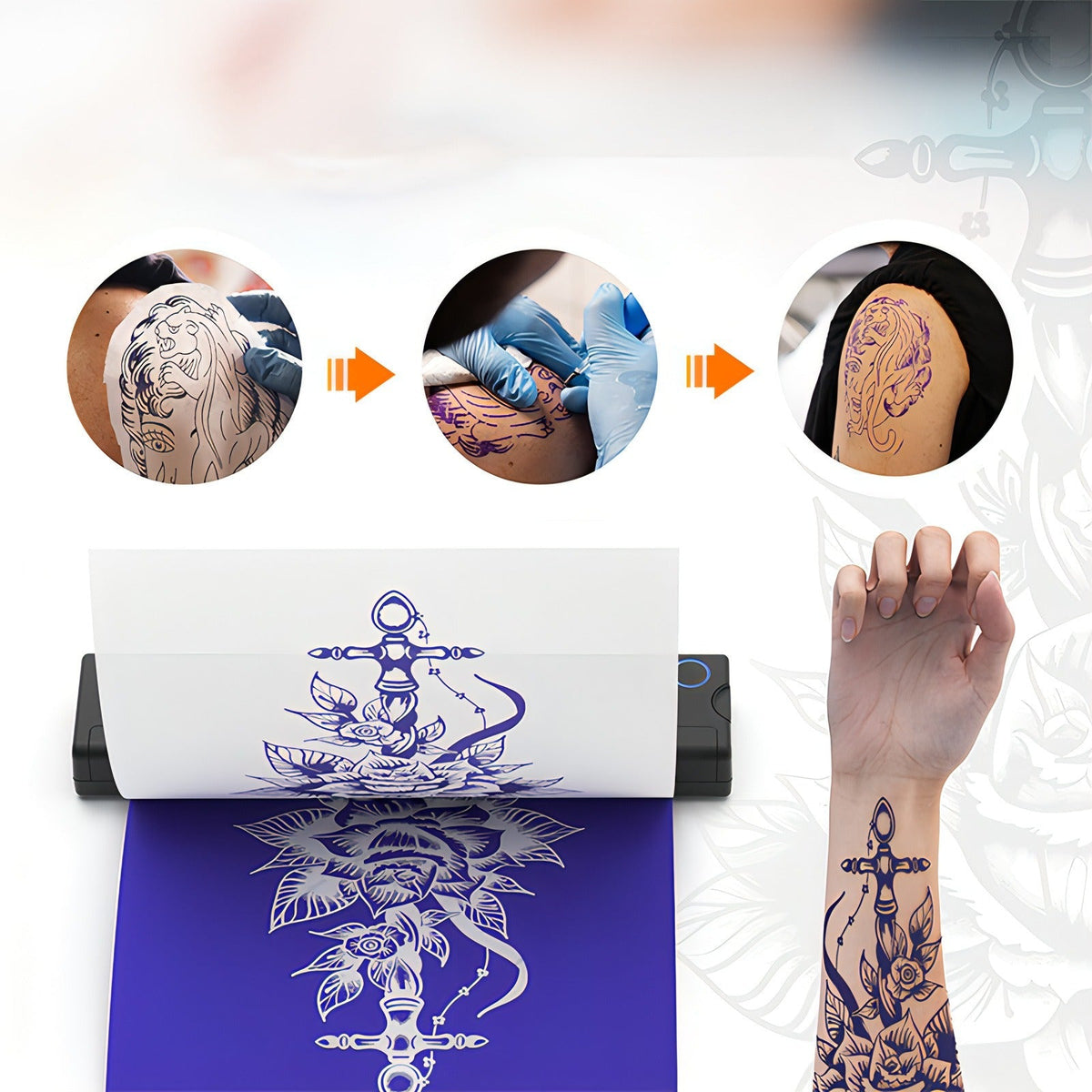 Noventrixa Tattoo Printer with tattoo transfer paper