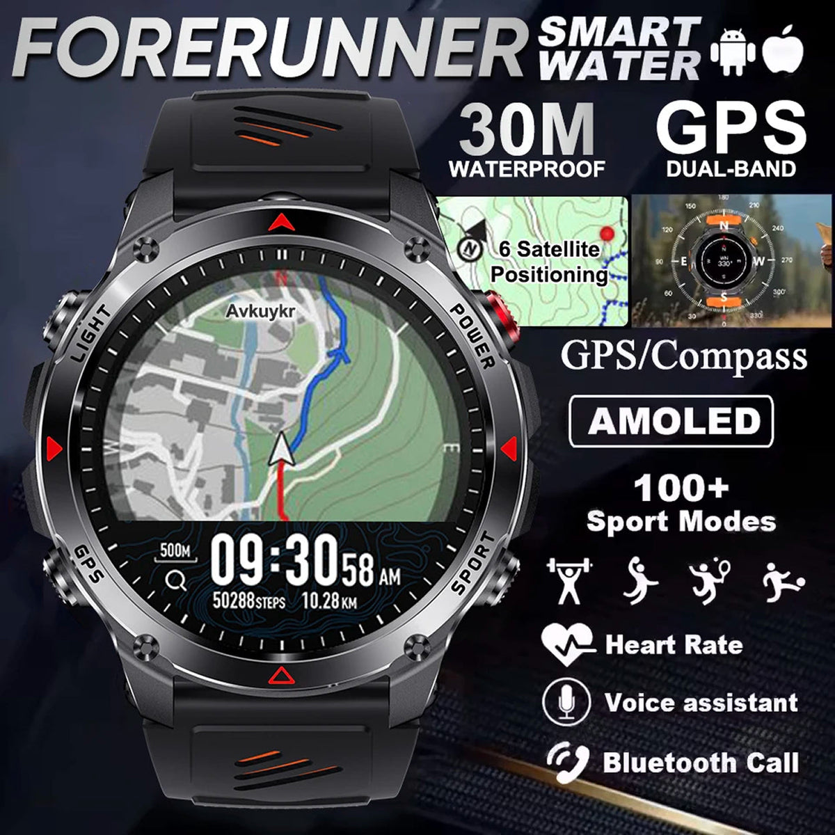 Pexoriax GPS Smartwatch angled view