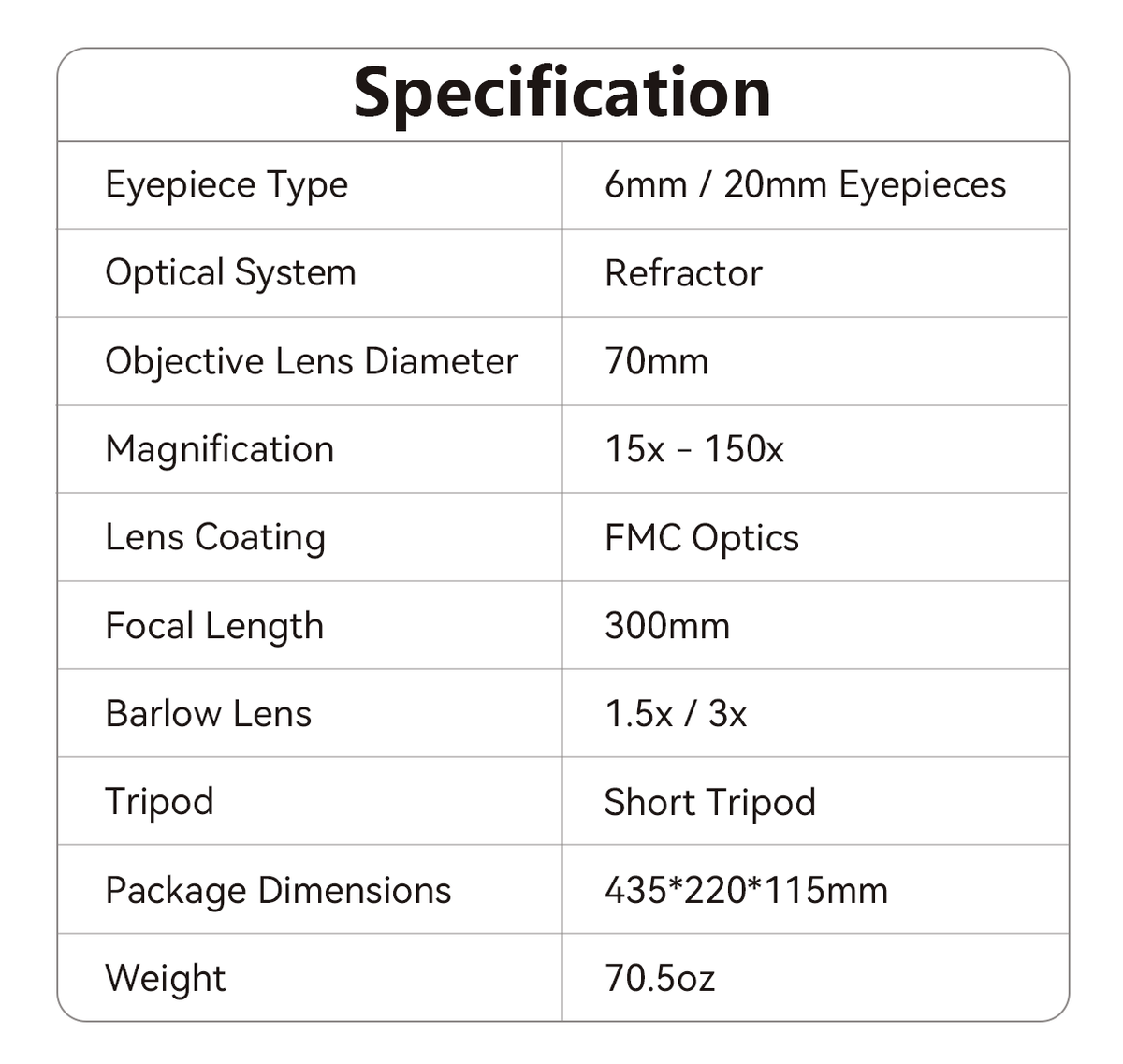 Sonora Astronomical Telescope product details