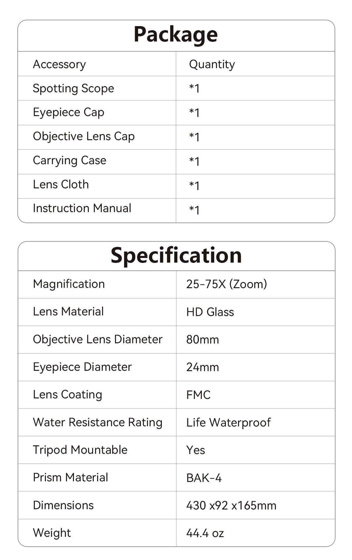 Sonora Spotting Scope product details