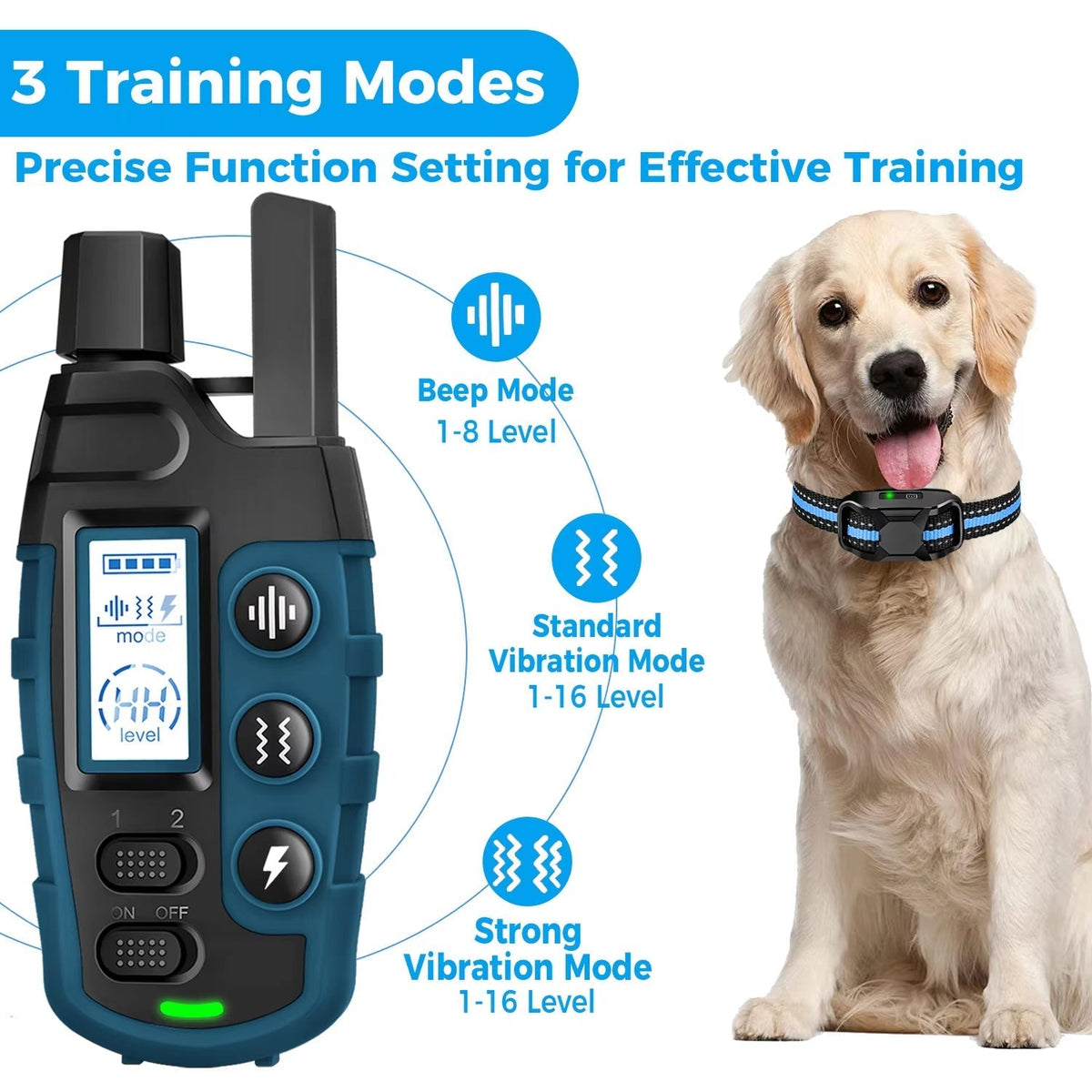 TrainyPaw Dog Training Collar fitted on a dog