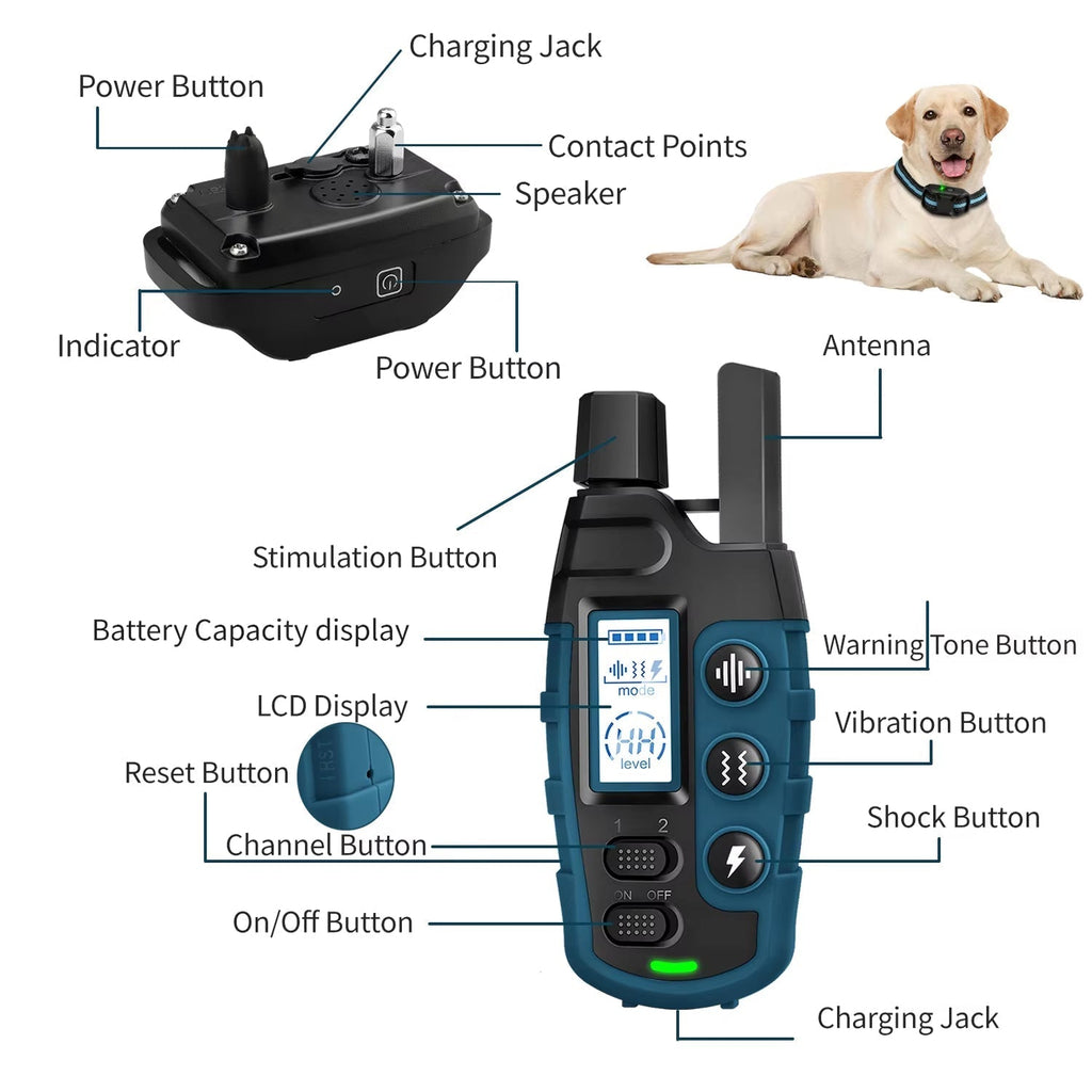 TrainyPaw Dog Training Collar beep, vibration and static training modes