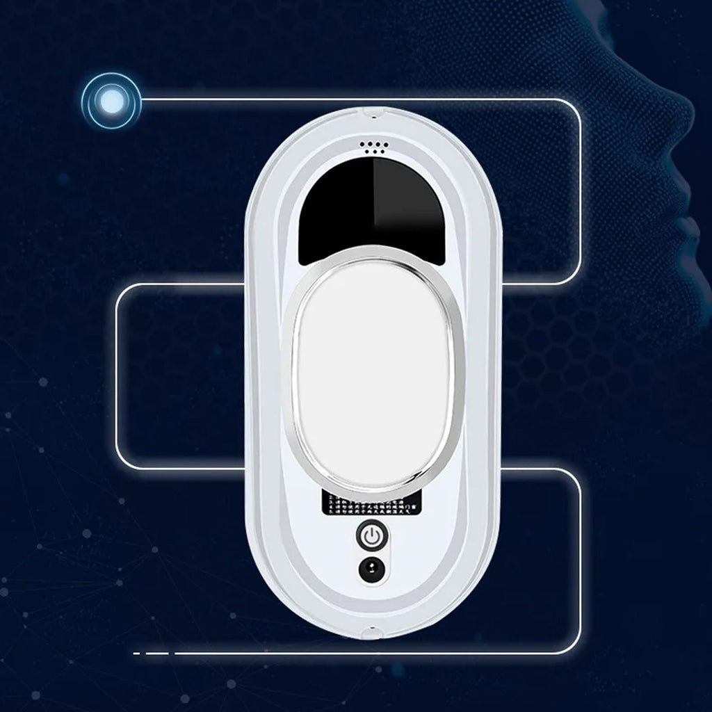 White RelleBont Robot Window Cleaner device with a dark screen on a blue background